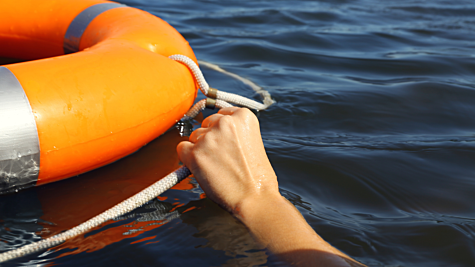 AED on a victim rescued from water